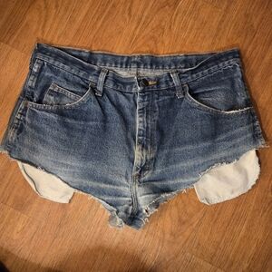 Rustler Faded Blue High-Rise Cutoff Denim Shorts